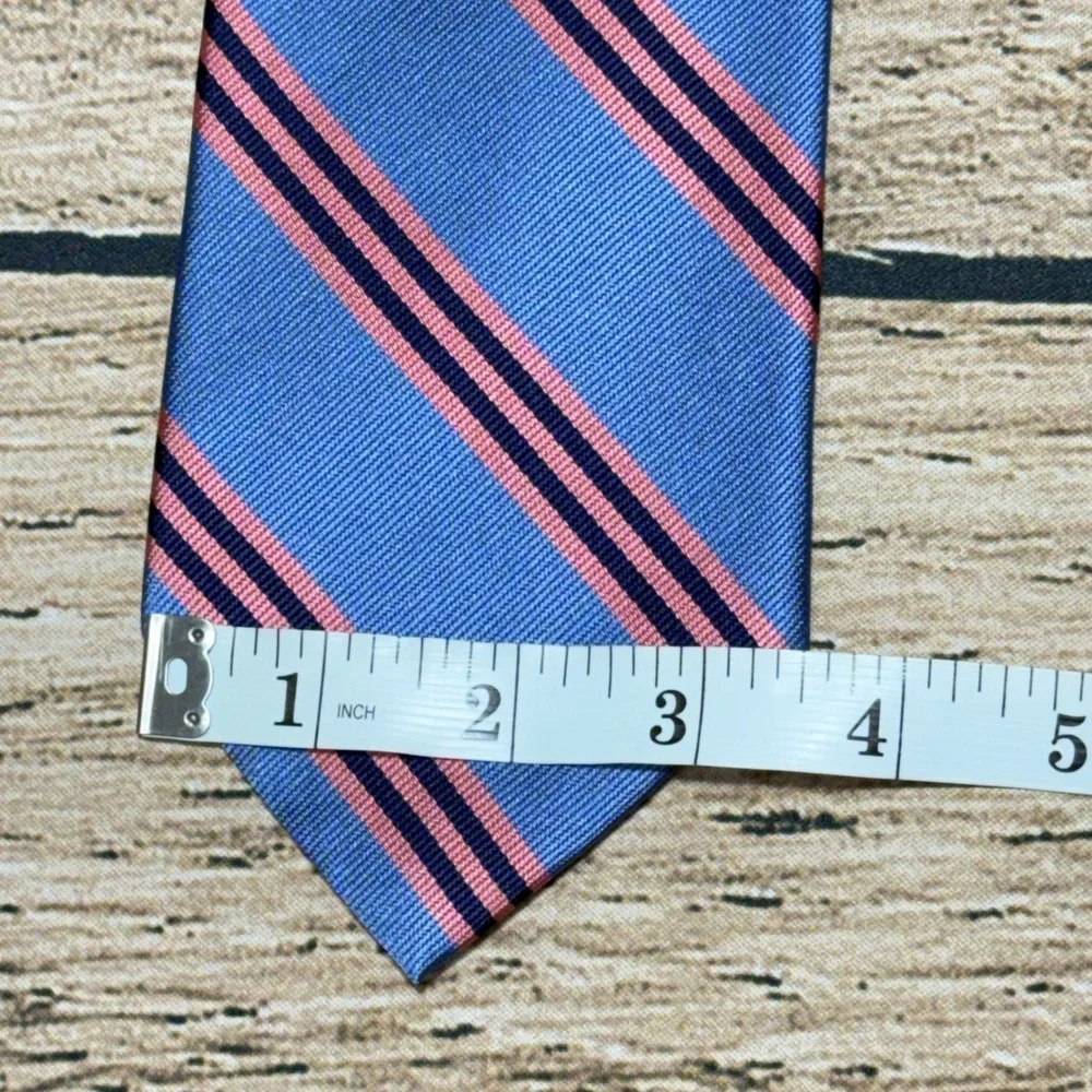 Brooks Brothers Tie Repp Stripe Blue Pink Navy Makers Woven Silk NWT